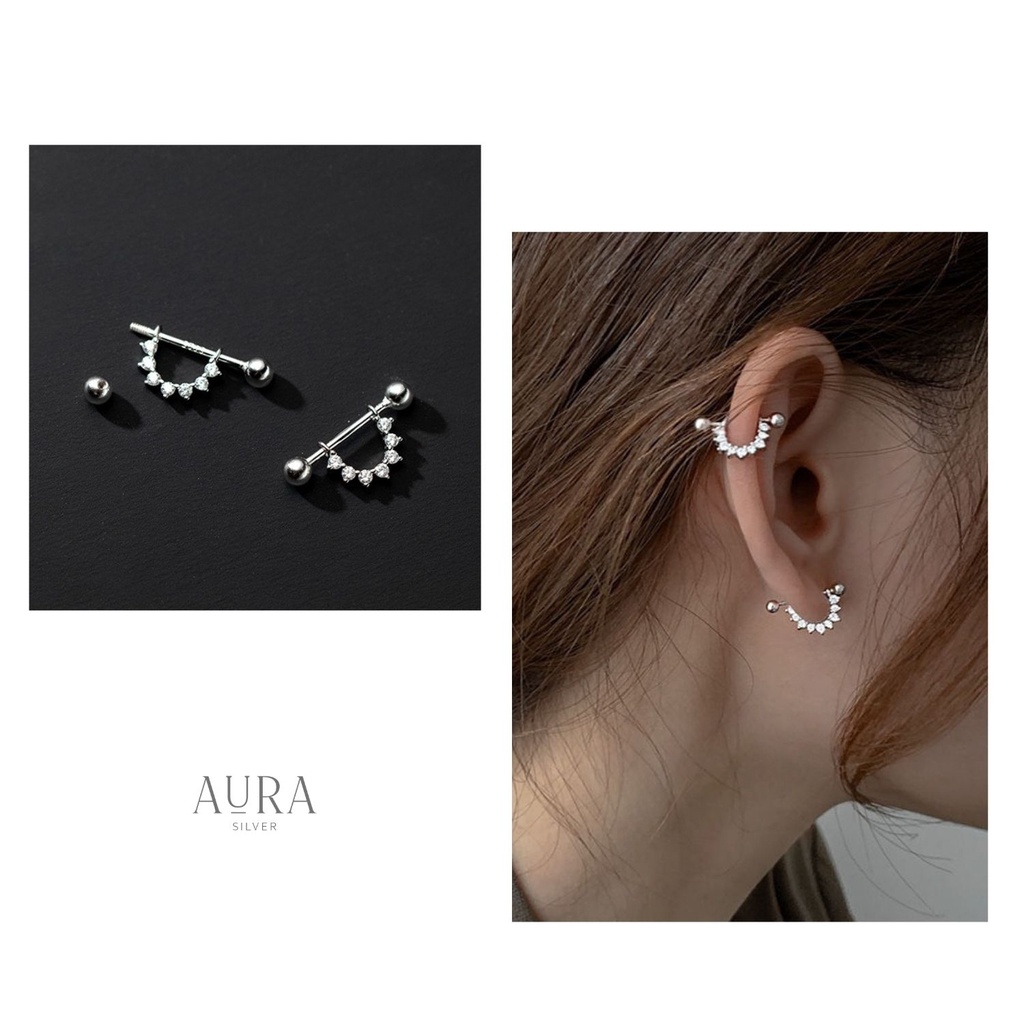 Khuyên tai bạc nữ cá tính đeo vành tai-KT48-AURASILVER