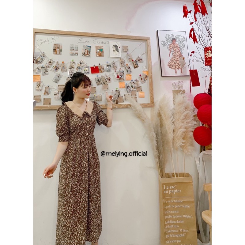 Váy Hoa nhí hai màu xanh và nâu(ảnh thật)👉Có sẵn | BigBuy360 - bigbuy360.vn