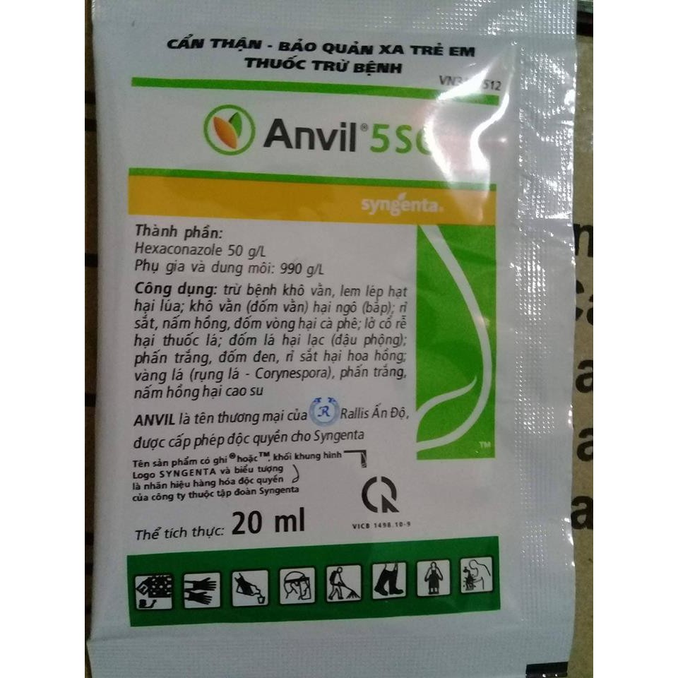 Chế phẩm Anvil 5SC chai gói 20ml chuyên trừ bệnh nấm phấn trắng, đốm đen, rỉ sắt trên cây trồng