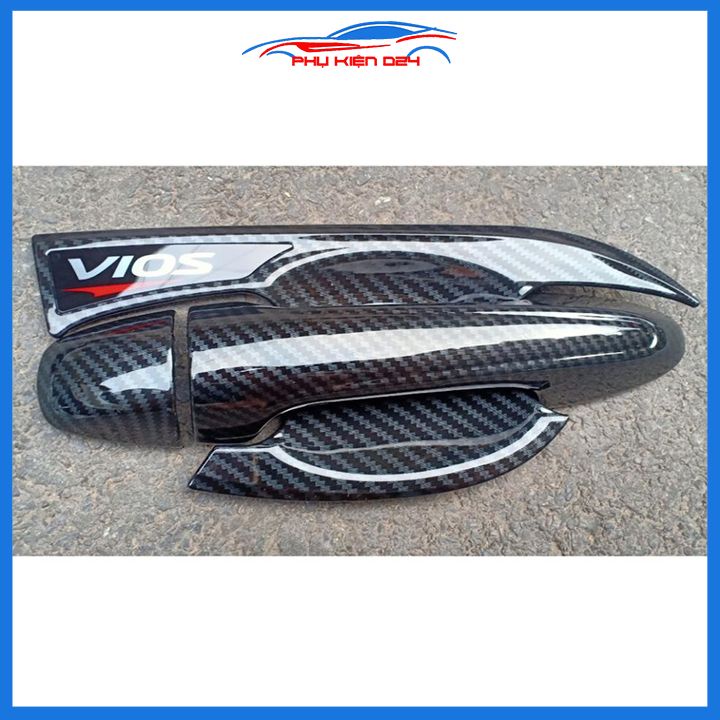 Ốp tay hõm Vios 2019-2020-2021-2022-2023 vân carbon/mạ crom chống trầy bảo vệ cửa xe ô tô