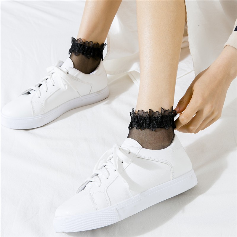 [Mã 151FASHIONSALE1 giảm 10K đơn 50K] Tất Vớ Trong Suốt Cổ Viền Ren Hoa Cổ Lửng Thun Thoáng Khí - Vani Store