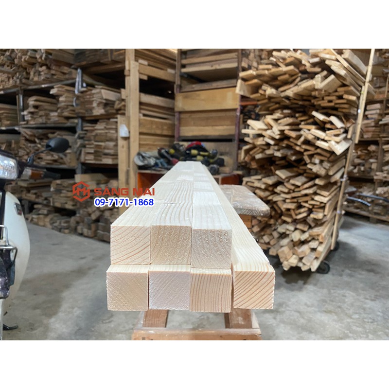 [MS109] Thanh gỗ thông vuông 3cm x 3cm x dài 150cm + láng mịn 4 mặt