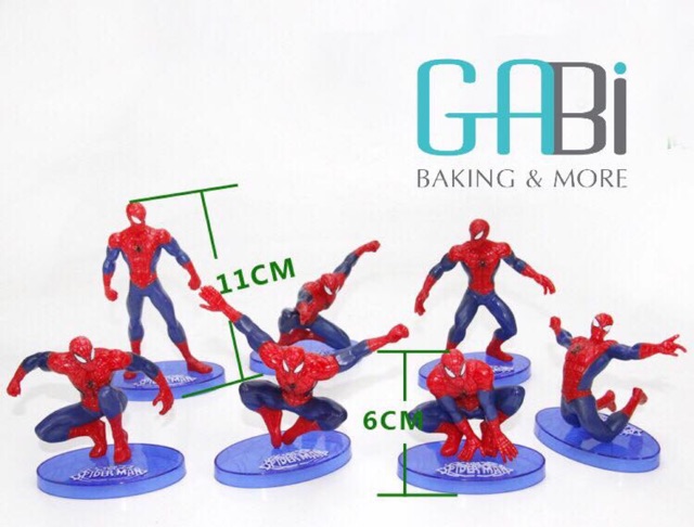 Set 7 người nhện trang trí bánh