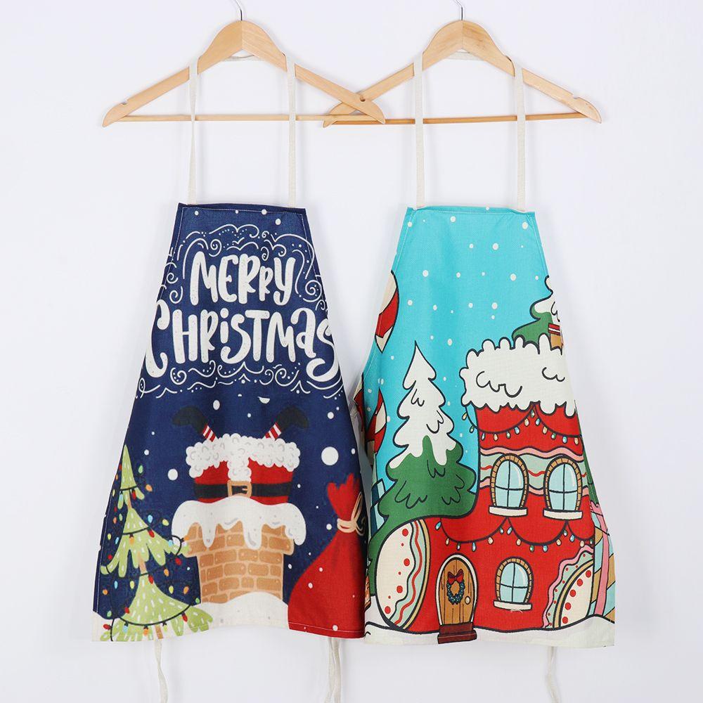 CONOPERY Tạp Dề Cotton Lanh Phong Cách Giáng Sinh Xinh Xắn