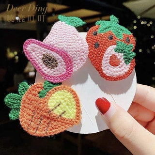 Trái cây trẻ em cùng màu đỏ, dâu tây, cà rốt, len đan kẹp tóc hoạt hình tóc mái nữ sinh BB kẹp phụ kiện tóc thời trang