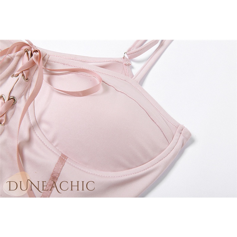 DUNEA Áo Hai Dây Màu Trơn Hở Lưng Quyến Rũ Cho Nữ