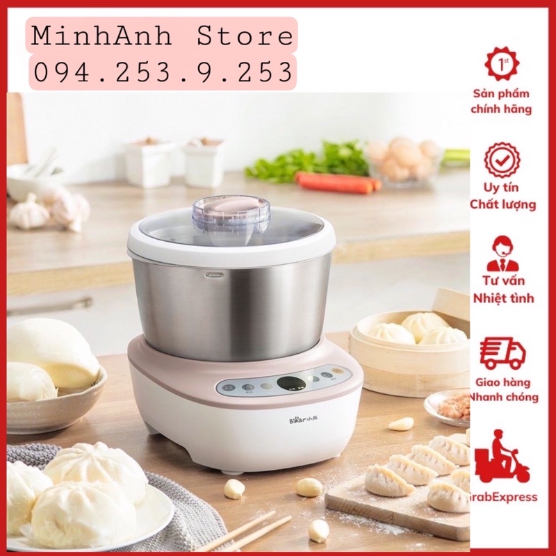 Máy trộn bột, máy Nhồi Bột, Máy Nhào Bột Tự Động Đa Năng Bear 5L.BẢO HÀNH 18 tháng chính hãng