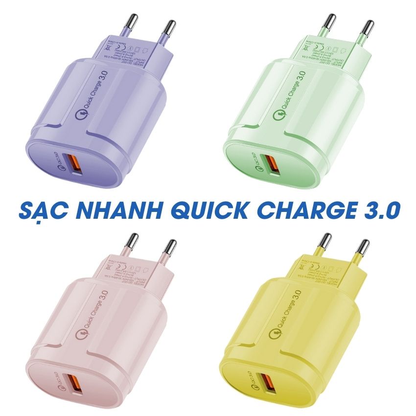Củ sạc nhanh 18W Quick Charge 3.0 iphon samsun xiaom opp cục sạc chính hãng cốc sạc nhanh android ios chính hãng