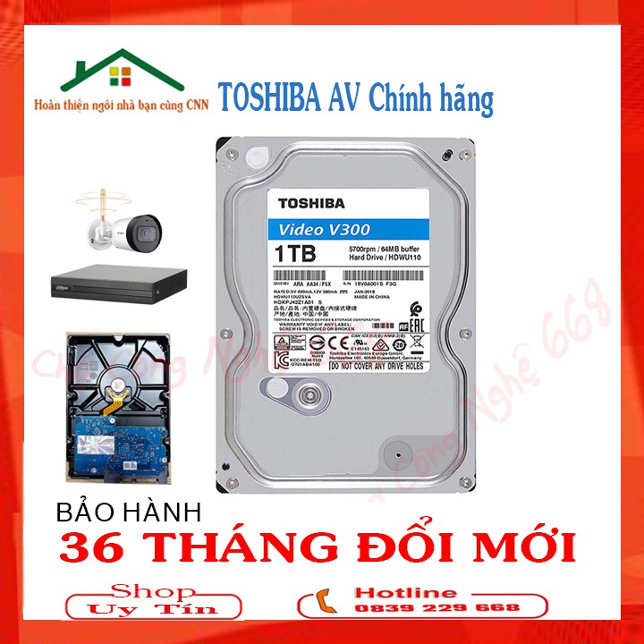 Ổ cứng Camera chuyên dụng TOSHIBA AV 1TB, 2TB, 3TB, 4TB, 6TB Chính hãng BH 36 Tháng - Ổ Cứng 500GB LIKENEW BH24TH