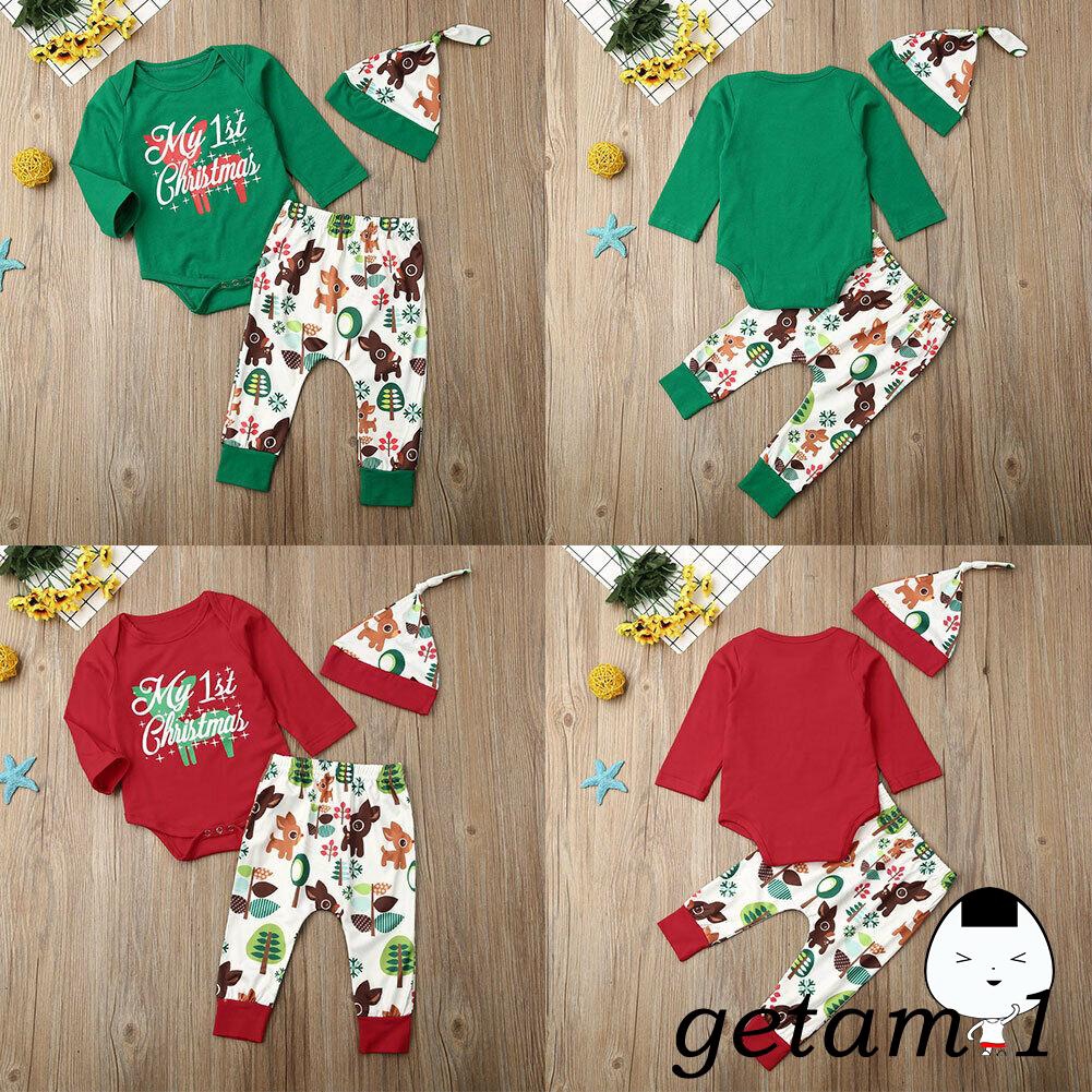 Set đồ bộ dài tay họa tiết giáng sinh đáng yêu dành cho trẻ em