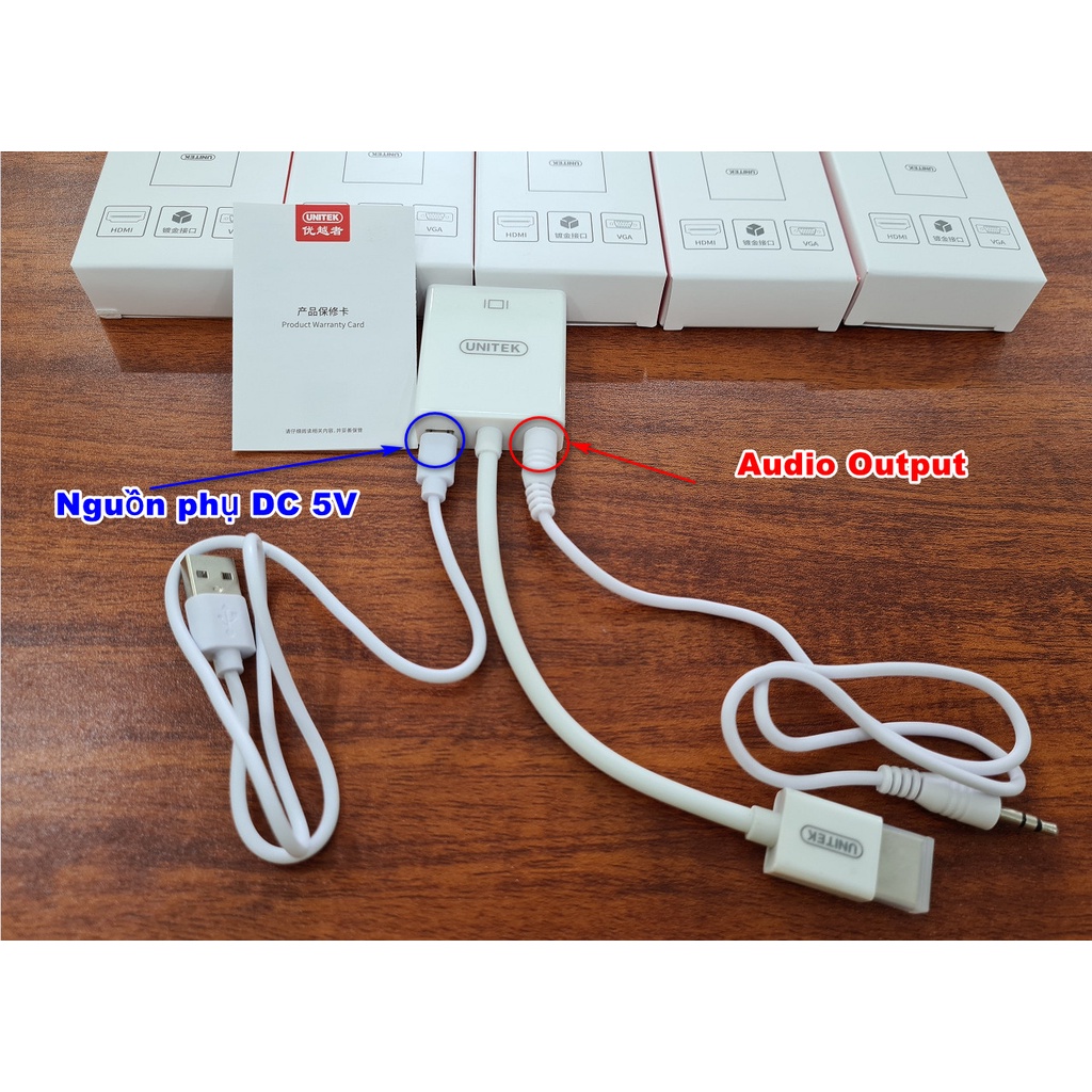 Cáp chuyển HDMI sang VGA Unitek Y-6333WH - chính hãng bảo hành 12 tháng 1 đổi 1 mới 100%