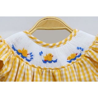 ĐẦM SMOCK VỊT CARO VÀNG