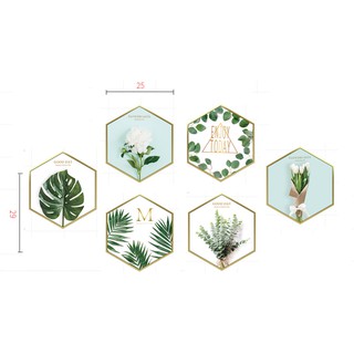 Decal Khung hình Lục giác Hoa