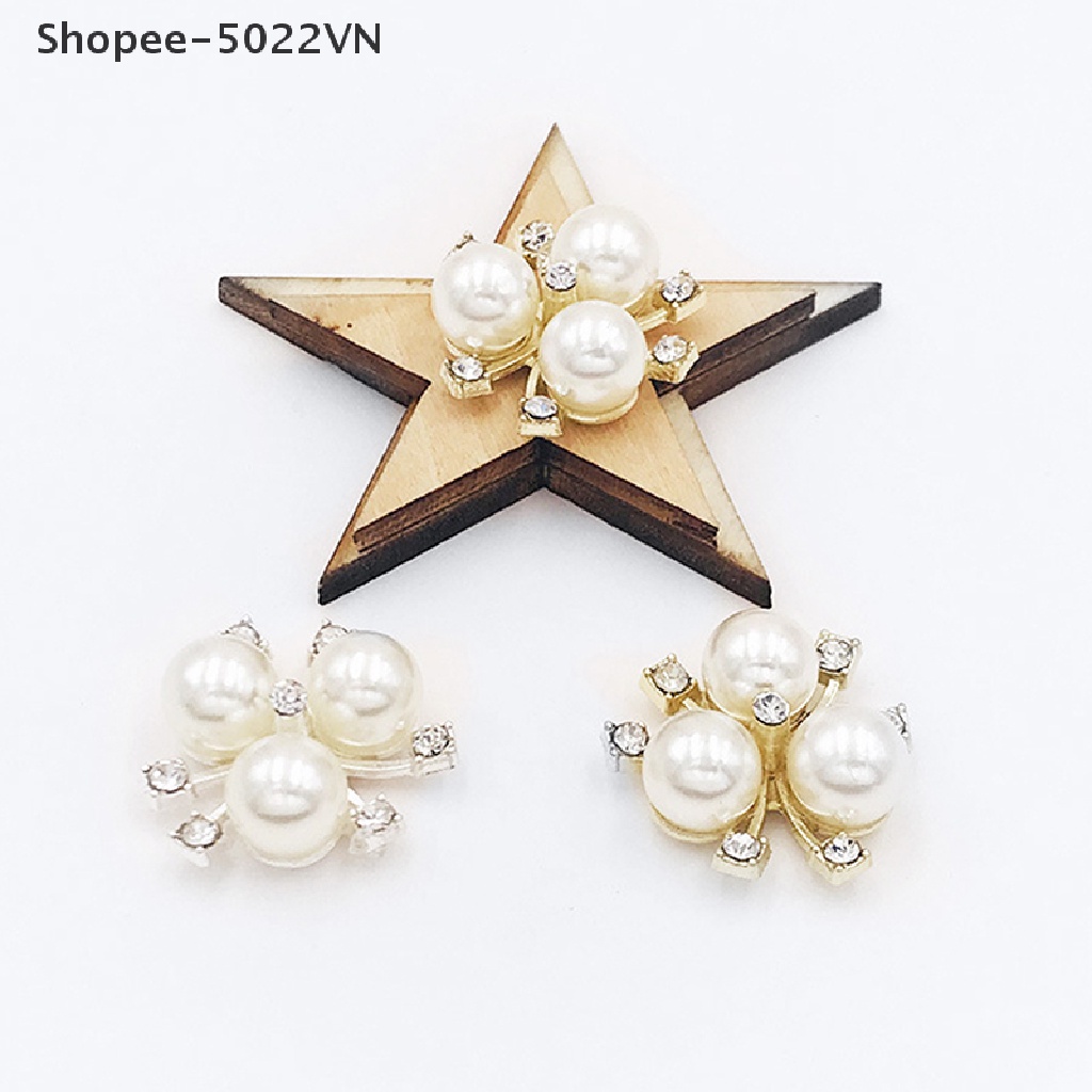 Set 10 nút áo hình hoa đính đá và ngọc trai giả 5022VN diy