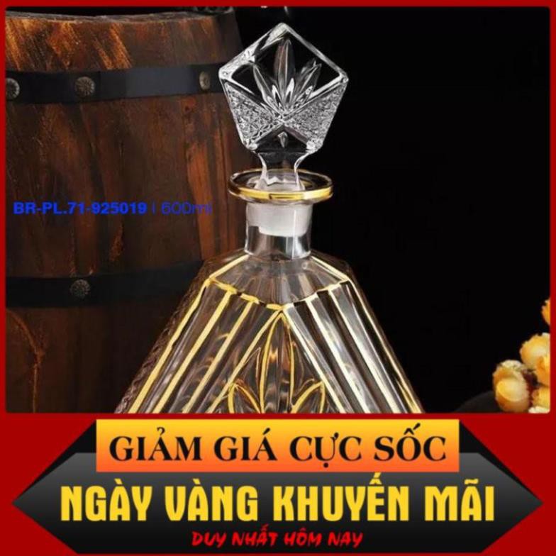 [HÀNG CHẤT LƯỢNG]  Bộ Bình Thủy Tinh Pha lê mạ Vàng 600ml ( 1 Bình 600ml + 6 Ly Pha lê )