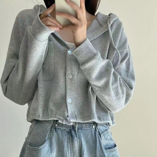 Áo Khoác Cardigan Mỏng Có Mũ Trùm Dài Tay Dáng Rộng Thời Trang Mùa Đông Cho Nữ 2021