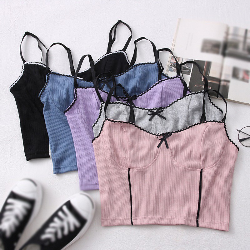 Áo Sát Nách Dệt Kim Phối Nơ Thiết Kế Hở Lưng Quyến Rũ