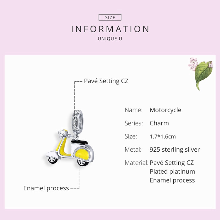 BAMOER Mặt Trang Sức BạC 925 Hình Xe Đạp Độc Đáo BSC136