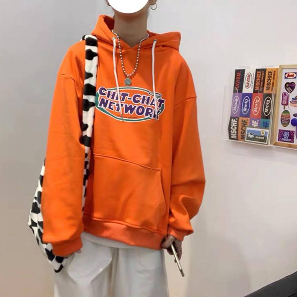 [FULL SIZE] Áo hoodie nỉ cam Chit Chat Network unisex cryaotic10