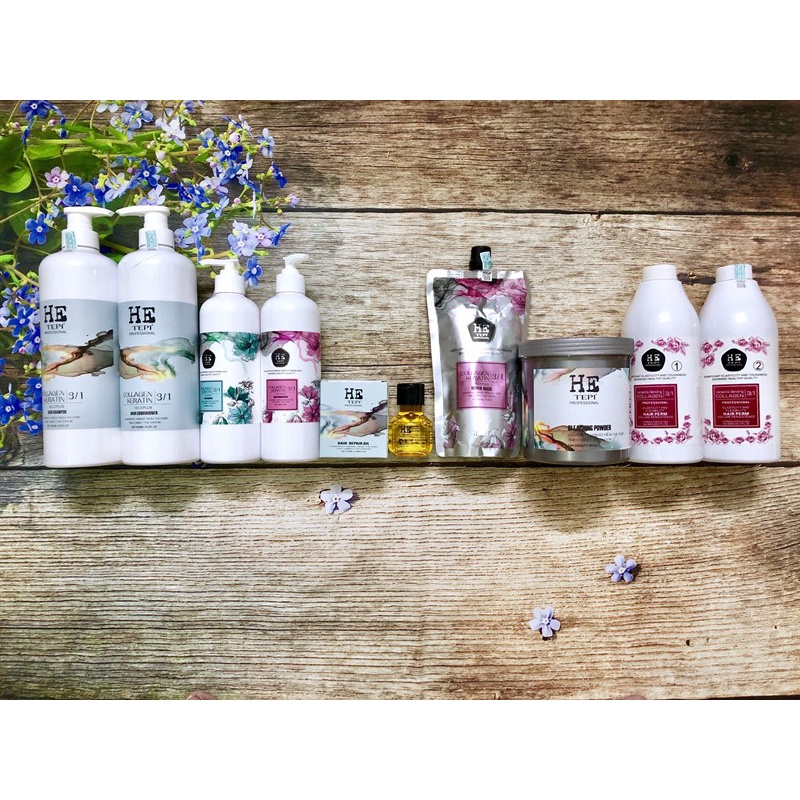 Hấp dầu phục hồi tóc Hetepi Collagen Keratin 3 in 1 siêu mềm mượt chính hãng 1000ml