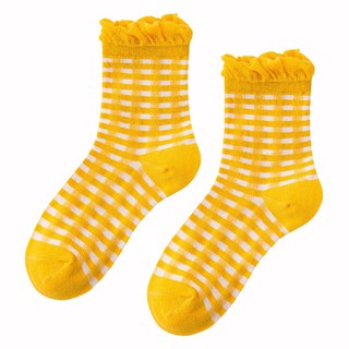 Tất nữ caro vàng cổ bèo TN112 hàn quốc
