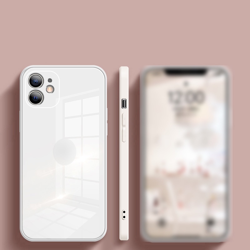 Ốp điện thoại mặt kính khung vuông đơn giản thích hợp cho Iphone 12 11 Pro Max Xs Max Xr X 8 7 Plus