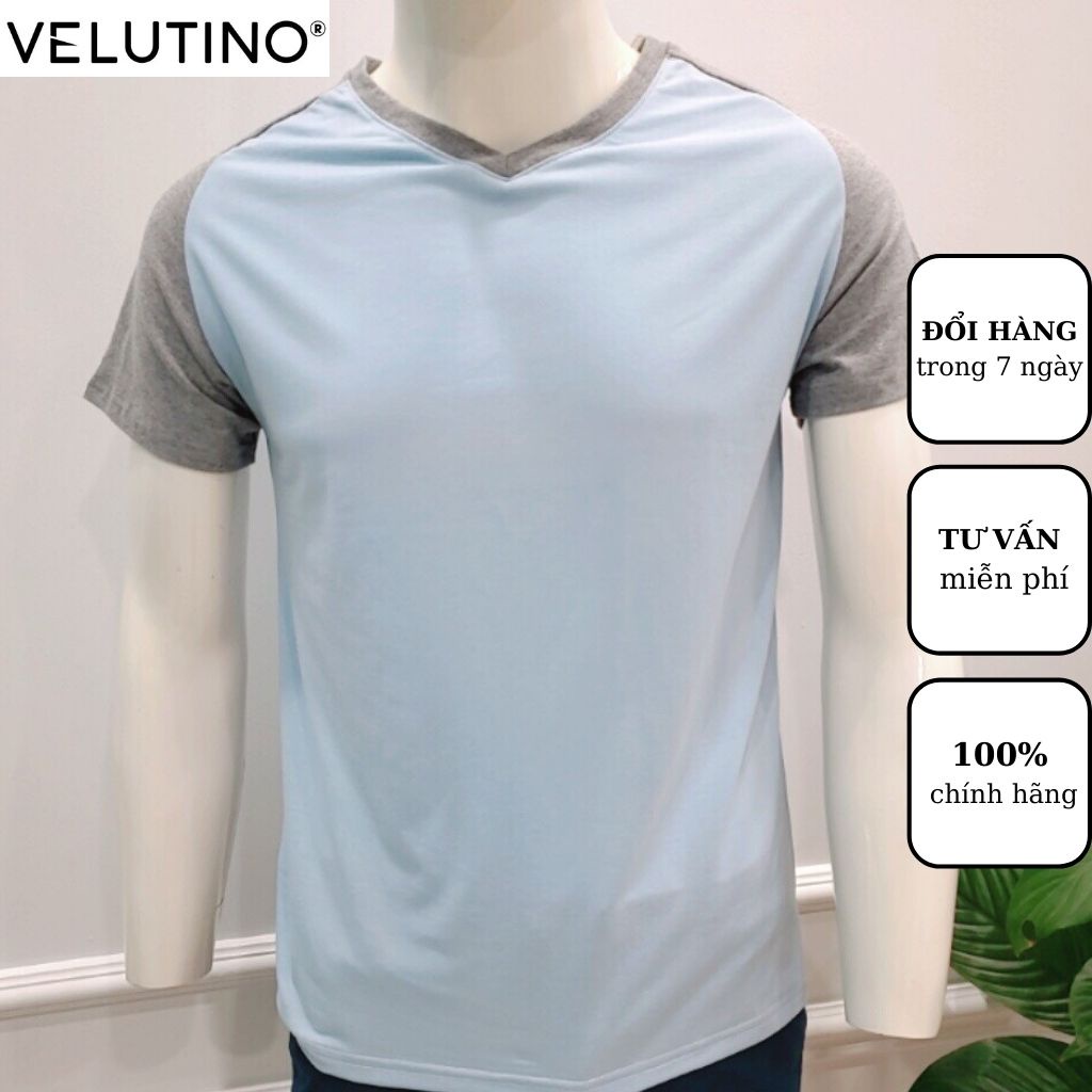 Áo thun t-shirt nam Velutinno ngắn tay cổ tim mềm mại co giãn thấm hút tốt