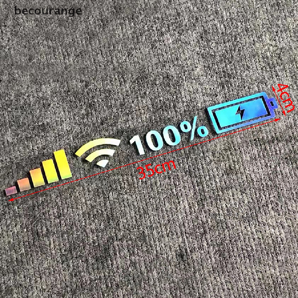 Sticker Vinyl Dán Kính Chắn Gió Sau Xe Hơi In Dấu Mức Pin Wifi Vui Nhộn