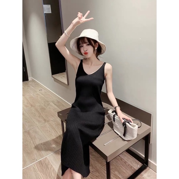 Đầm dệt kim phong cách Hàn Quốc thời trang quyến rũ cho nữ