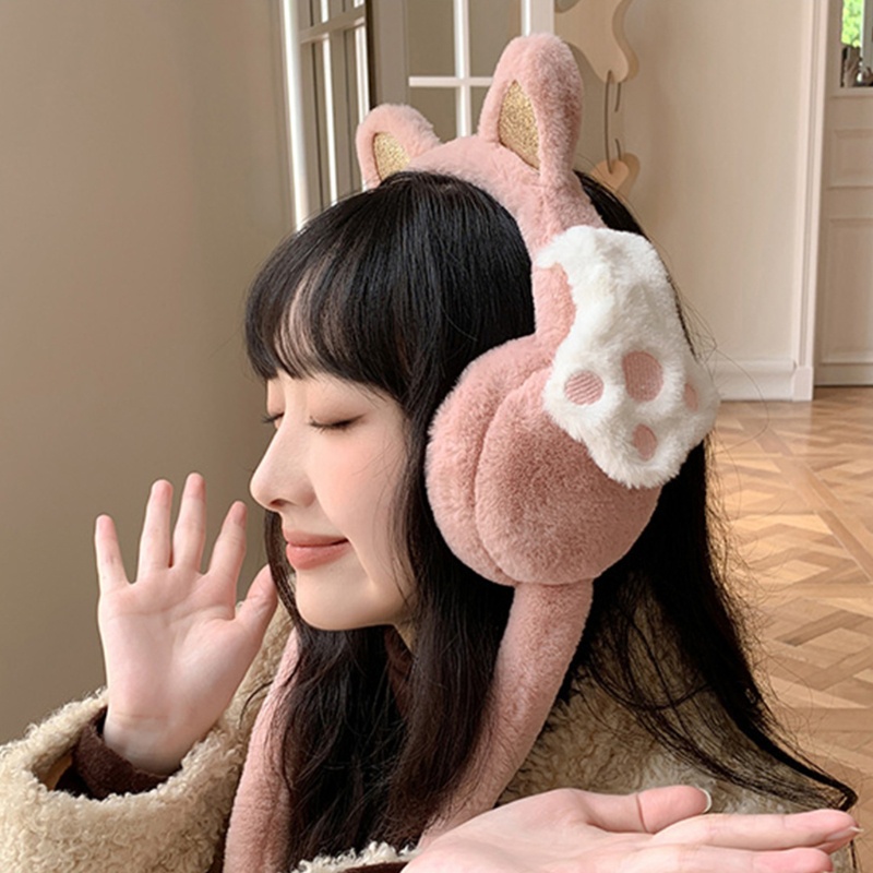 Han Mũ Chụp Tai Di Chuyển Tai Giữ Ấm Mùa Đông Cho Bé Gái Mèo C