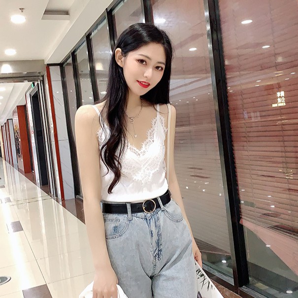 Cocory vn Áo hai dây phối ren quyến rũ cho nữ