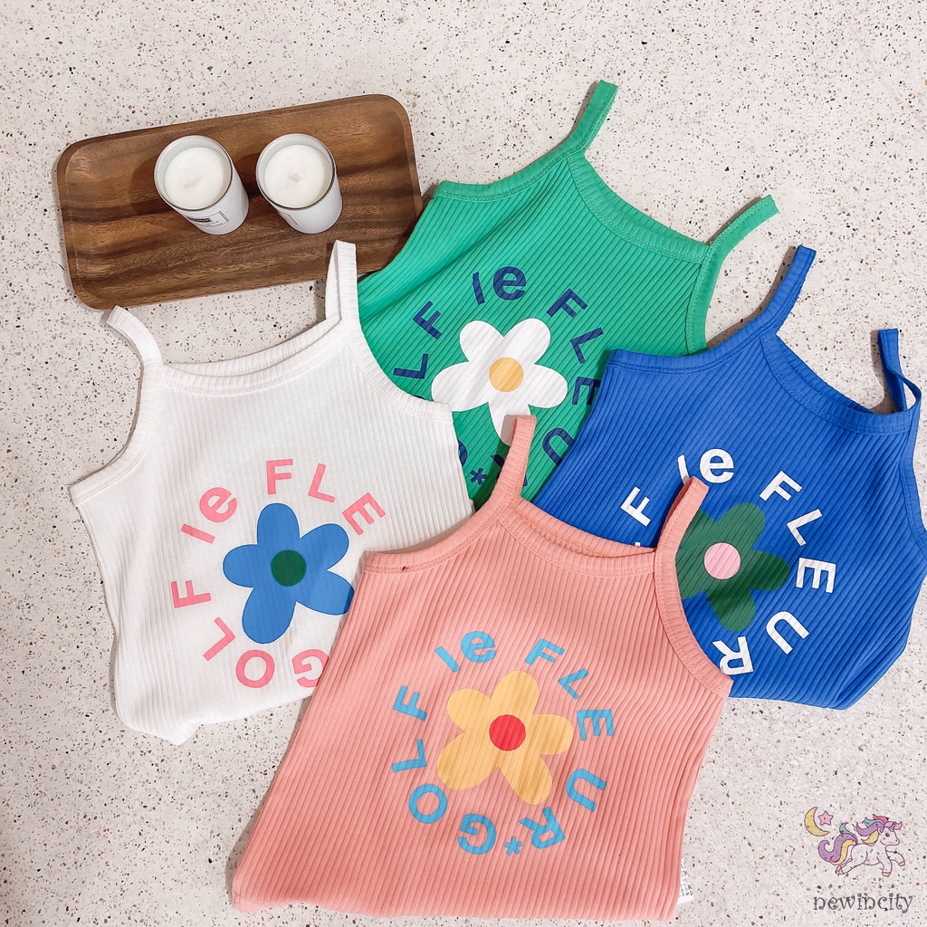 Áo Sát Nách In Hoa Cúc Thời Trang Hàn Quốc Đơn Giản Xinh Xắn Cho Bé Gái