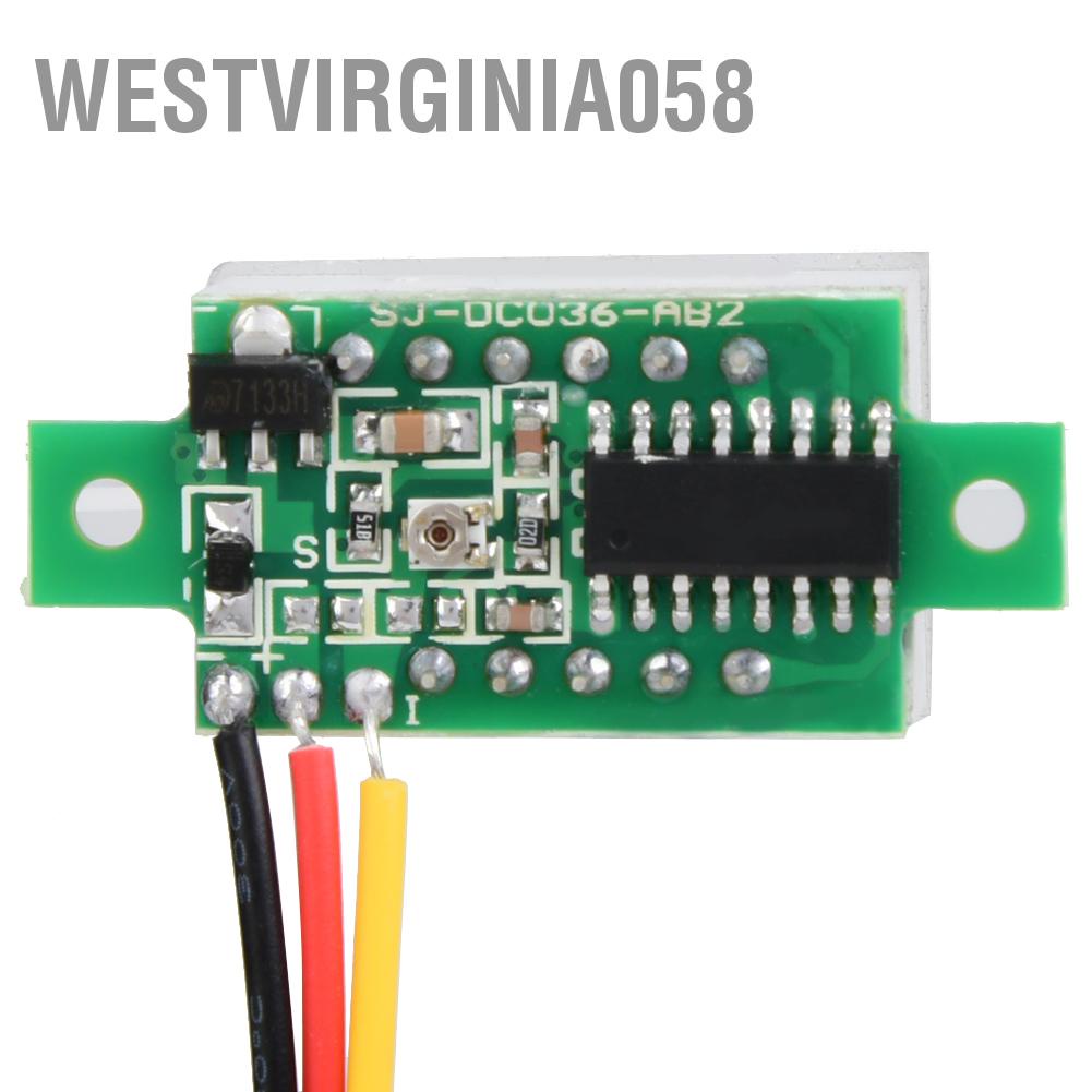 Westvirginia058 Digital Voltmeter 0.36inch Three Wire 0-100V LED Display Voltage Meter Waterproof