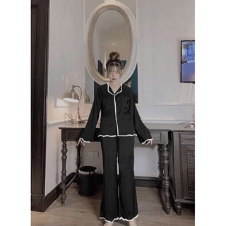 Bộ lụa satin dài thiết kế sóng mới đơn giản sang trọng