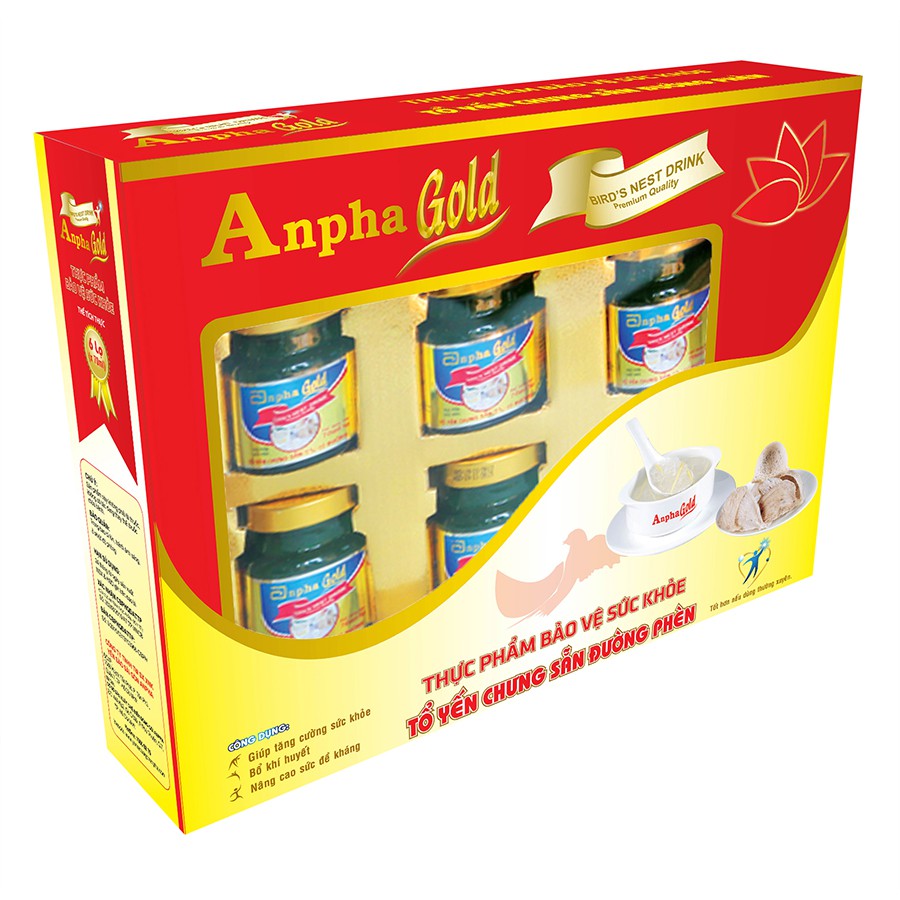 gg1 [MUA 5 TẶNG 5] TỔ YẾN CHƯNG SẴN 5% ĐƯỜNG PHÈN ANPHA GOLD 6 HŨ X 70G