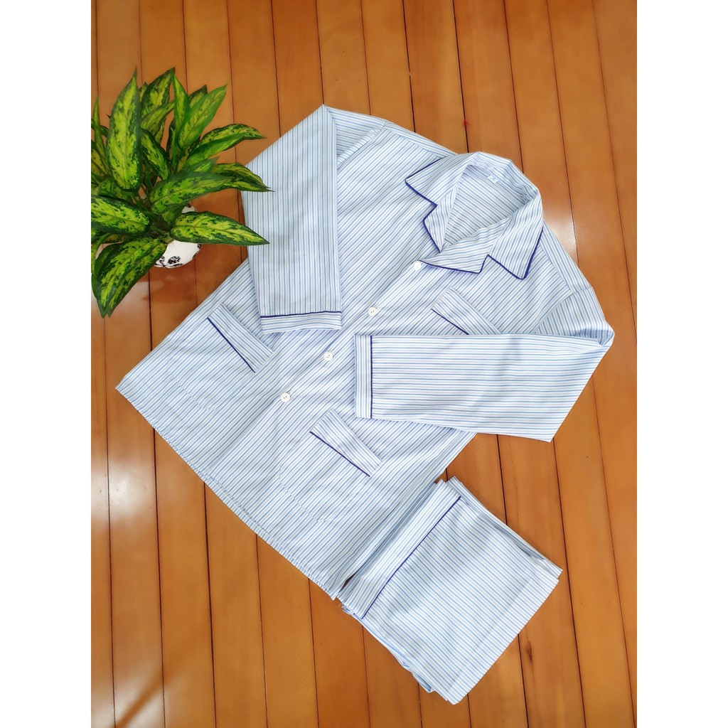 [Siêu đẹp] Bộ Pijama Bộ kẻ ông già dài