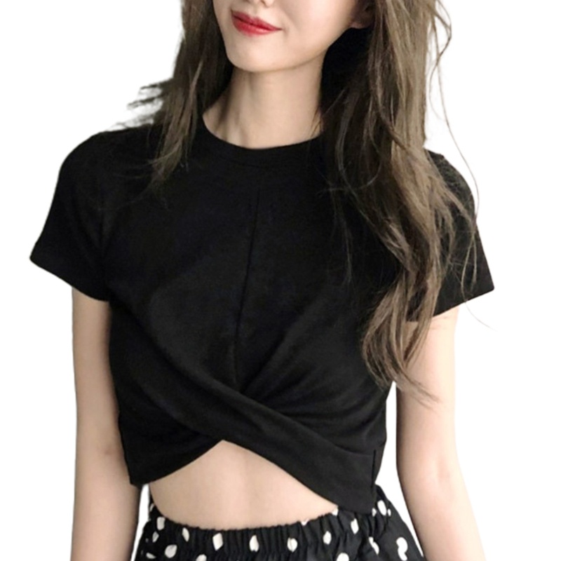 Áo Thun Croptop Cổ Tròn Tay Ngắn Dáng Rộng Phong Cách Thể Thao Thời Trang Cho Nữ