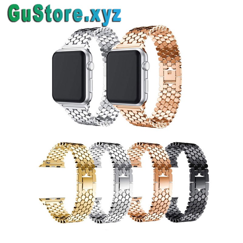 Dây Apple Watch Kim Loại Họa Tiết Vảy Cá Cho Đồng Hồ Thông Minh Series 1/2/3/4/5/6/SE size 38/40/42/44mm