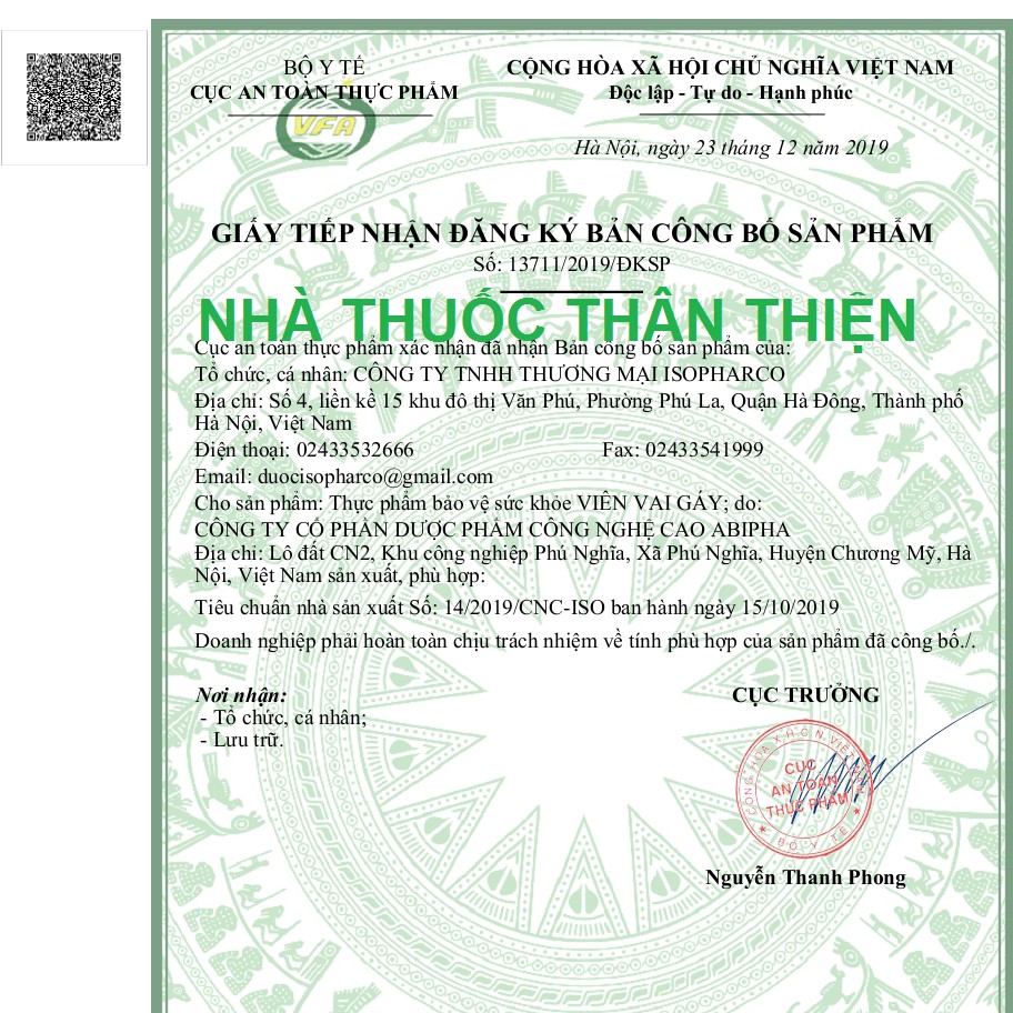 Viên uống Vai Gáy Isopharco – Hỗ trợ giảm đau nhức vai gáy