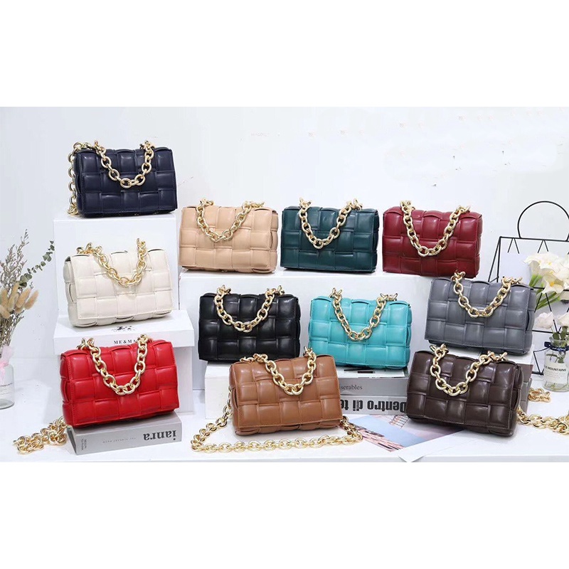 Túi Đeo JASMIN NOIR Chéo Da PU Kẻ Sọc Caro Phối Dây Xích Kim Loại Dày Dặn Thời Trang Cho Nữ