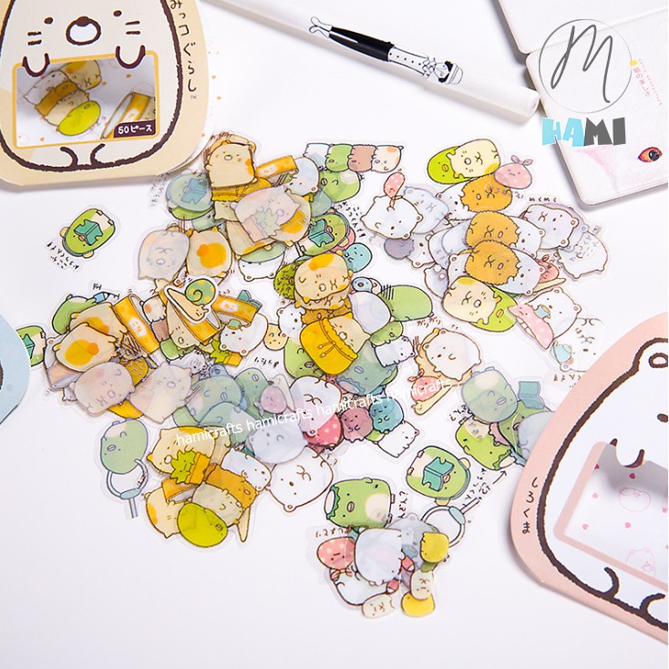 Bộ 50 Miếng Sticker Hình Ngộ Nghĩnh Trang trí scrapbook, sổ tay planner