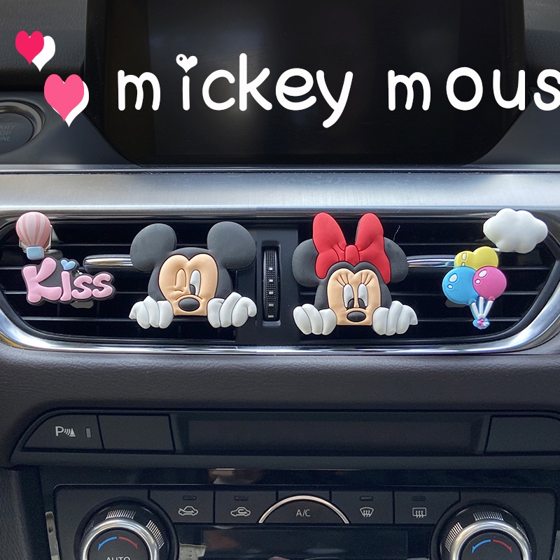 Bộ 6 Kẹp Khuếch Tán Nước Hoa Gắn Máy Điều Hòa Xe Hơi Hình Doraemon Mickey Minnie