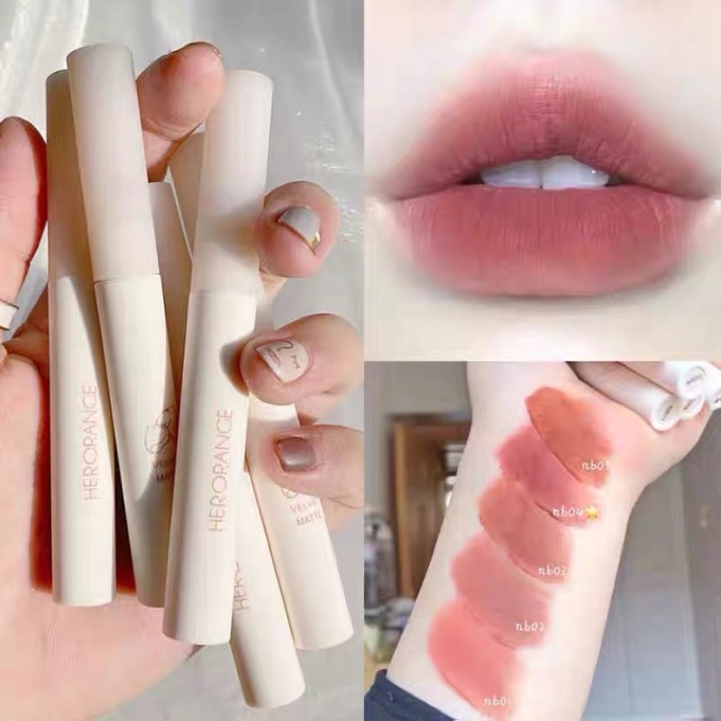 Son lì vỏ trắng sữa HERORANGE tone nude nội địa trung chính hãng