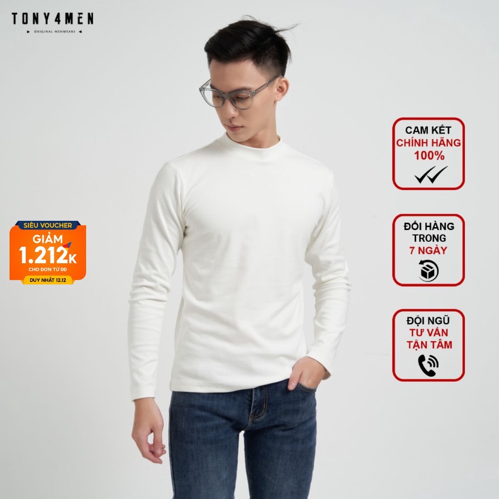 Áo Thun Nam Dài Tay TONY4MEN Chất Liệu Nỉ Cao Cấp Thiết Kế Cổ 3 Phân Giữ Ấm Tốt Form Slimfit Ôm Body AN8033