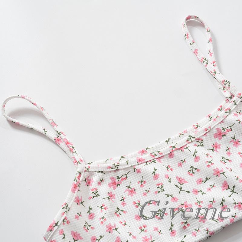 Set Áo Hai Dây Họa Tiết Hoa Và Quần Short Thời Trang Quyến Rũ Cho Nữ