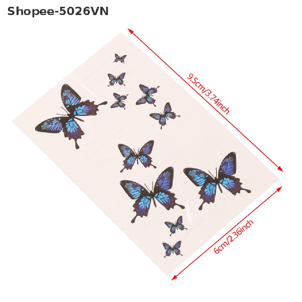Hình Xăm Dán Tạm Thời Hình Bướm 3D Thời Trang Cho Nữ
