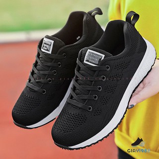 Giày thể thao nữ màu đen đế MD viền trắng cao 3 phân siêu nhẹ, siêu êm chân
