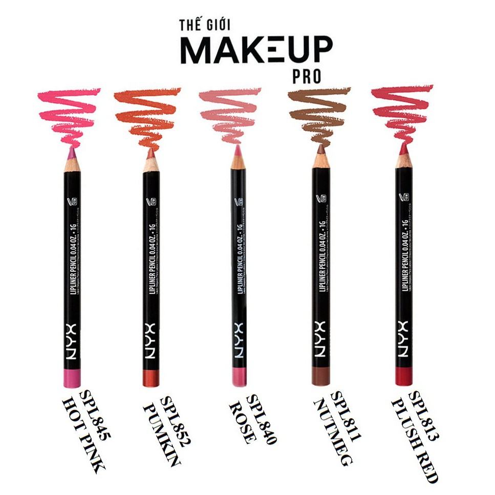 Chì kẻ môi siêu mảnh NYX chính hãng Slim Lip Pencil Nhiều Màu Sắc SPL