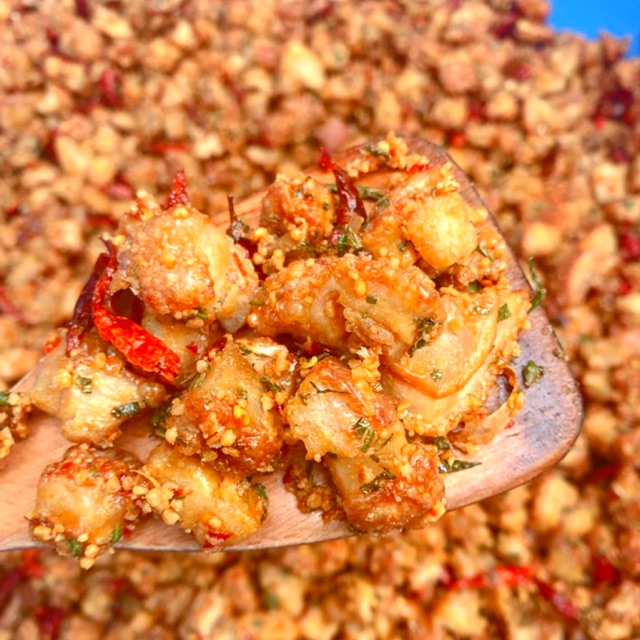 500g TÓP MỠ THỊT LIỀN DA SỐT MẮM TỎI SIÊU CAY🌶