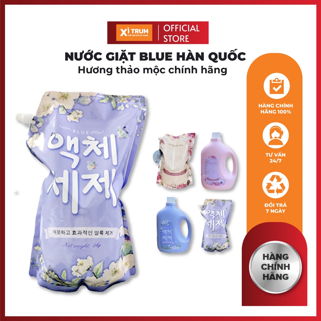 [FREESHIP❤️] Nước Giặt Cao Cấp Hương Hoa BLUE Hàn Quốc - 2000ml